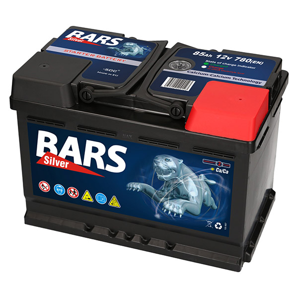 Autobatterie 12V 85Ah 780 A EN BARS Starterbatterie