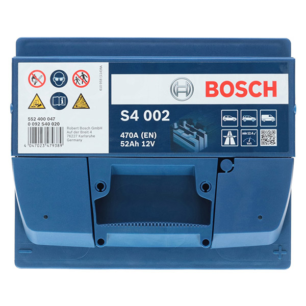 Bosch S4 002, 12V 52Ah 470A/EN Autobatterie Bosch. TecDoc: .