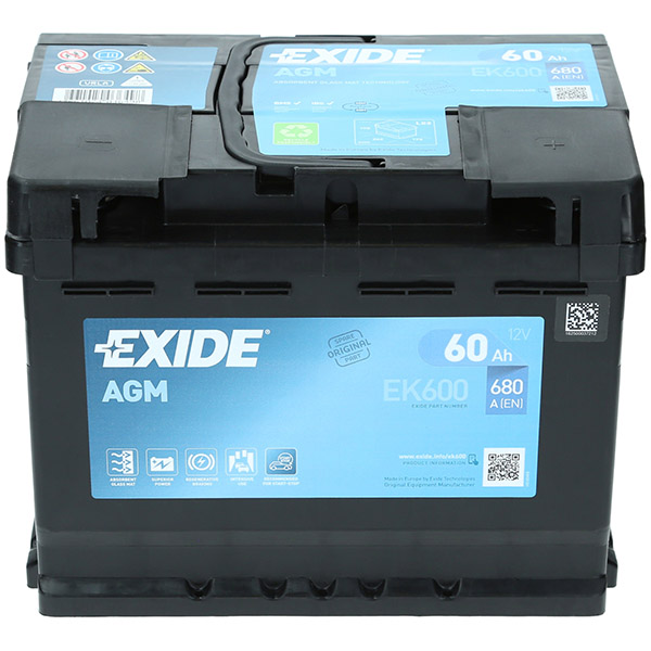 Exide EK600 Start-Stop AGM 12V 60Ah 680A Autobatterie