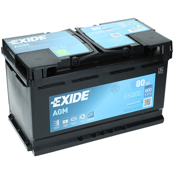 Exide EK800 12V 80Ah 800A AGM VRLA Car Battery MINI 61217555719-3