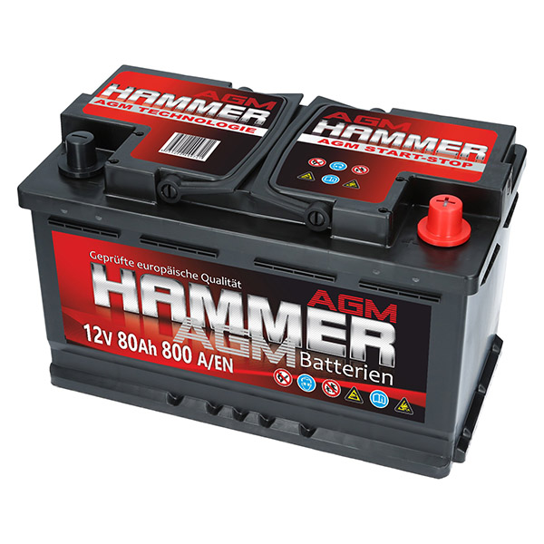 Hammer 12V 80Ah 800A/EN AGM Autobatterie Hammer. TecDoc: .