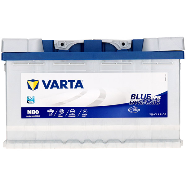 VARTA N80 Blue Dynamic EFB 12V 80Ah 800A Autobatterie Start-Stop 580 500  080, Starterbatterie, Boot, Batterien für