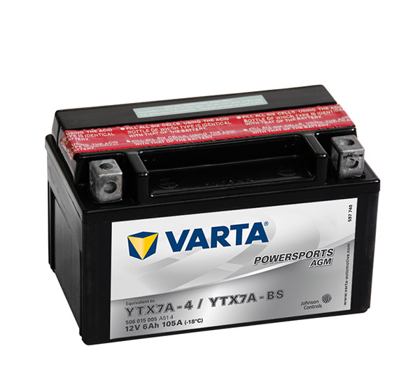 Varta AGM 12V 6Ah YTX7A-4  YTX7A-BS Powersports Motorradbatterie