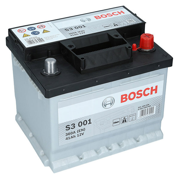 Bosch S3 001, 12V 41Ah 360A/EN Autobatterie Bosch. TecDoc: .