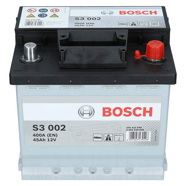 Bosch S3 002, 12V 45Ah 400A/EN Autobatterie Bosch. TecDoc: .
