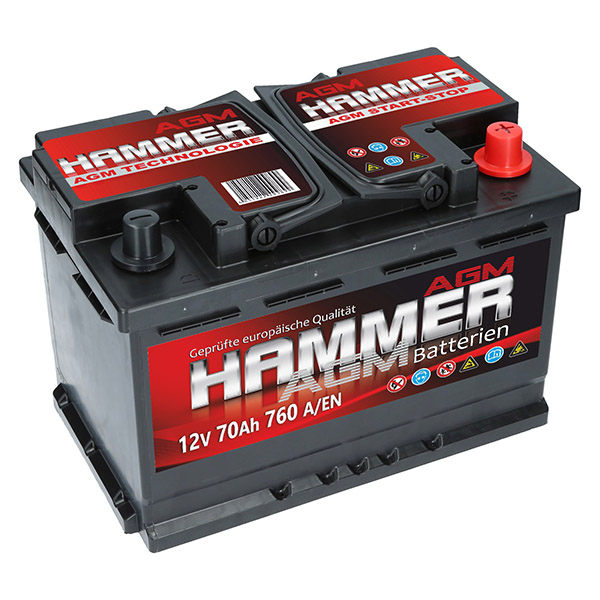 Hammer 12V 70Ah 760A/EN AGM Autobatterie Hammer. TecDoc: .
