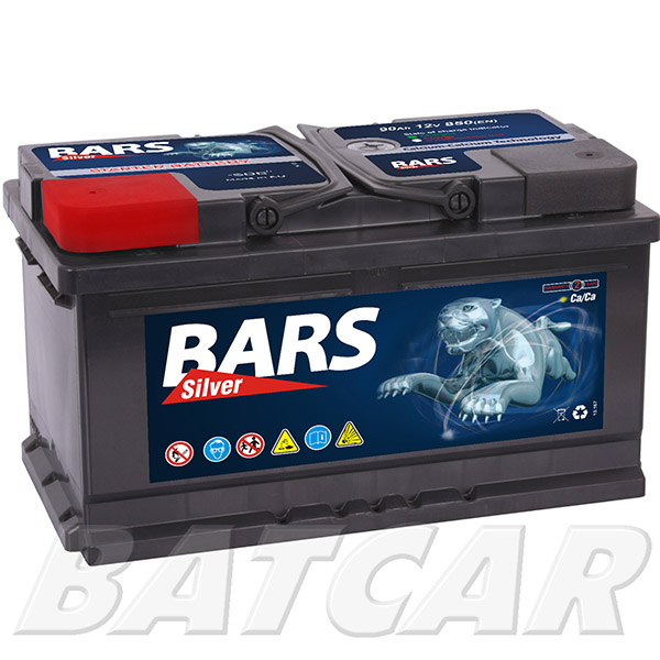 Bars Silver 12V 90Ah 850A/EN +Links Autobatterie Bars. TecDoc